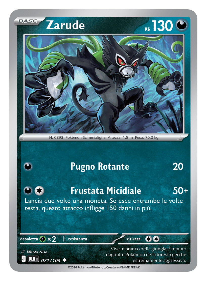Zarude - Dominio Delta (Rare) [DLR-071] — immagine italiana DLR IT — anteprima Pokémon Millennium / The Pokémon Company