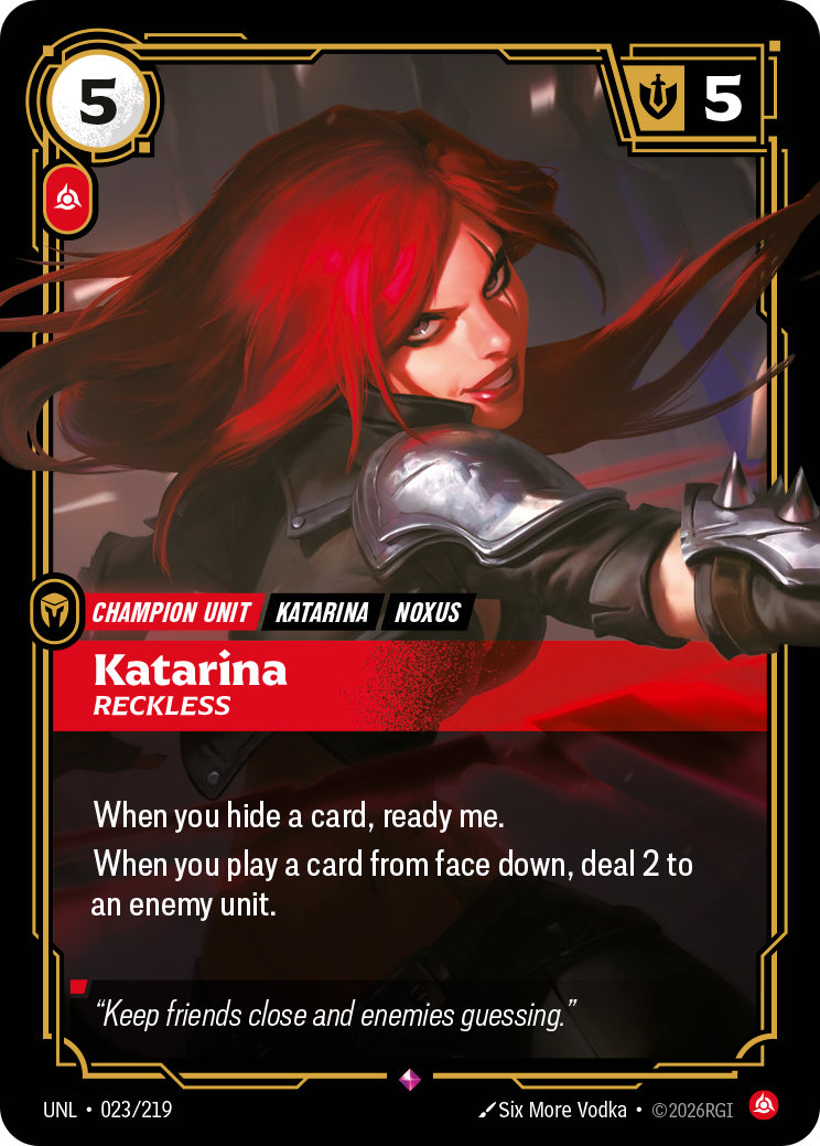 Katarina, Reckless - Unleashed (Rare) [UNL-023] — Inglese Immagine principale del prodotto