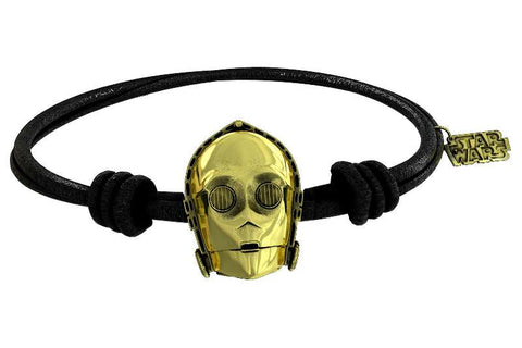Sw C-3po Gold Bracelet Black Rubber
