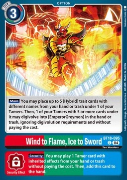 Wind to Flame, Ice to Sword (BT18-095) Immagine principale del prodotto