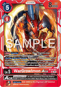 WarGrowlmon Ace (BT19-011) (V.1) Immagine principale del prodotto