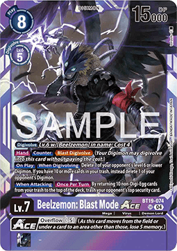 Beelzemon: Blast Mode Ace (BT19-074) (V.1) Immagine principale del prodotto