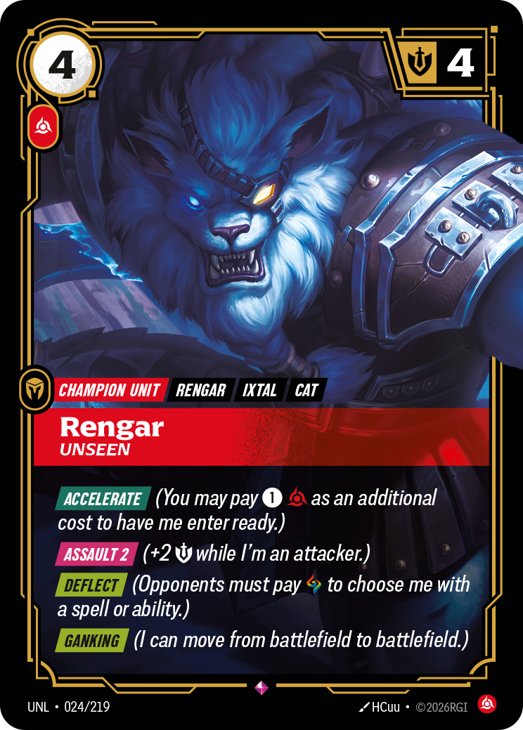 Rengar, Unseen - Unleashed (Rare) [UNL-024 ] — Inglese Immagine principale del prodotto