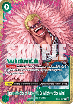 Because the Side of Justice Will Be Whichever Side Wins!! (OP05-037) (V.2) Immagine principale del prodotto