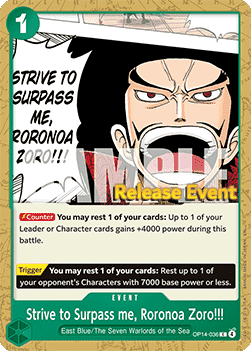Strive to Surpass me, Roronoa Zoro!!! (OP14-036) Immagine principale del prodotto