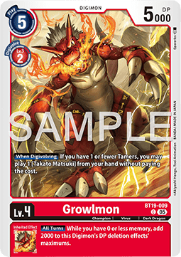 Growlmon (BT19-009) Immagine principale del prodotto