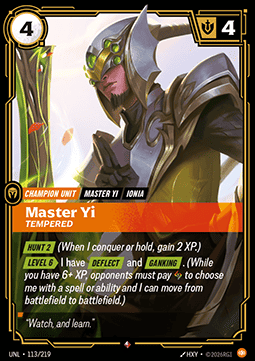 Master Yi, Tempered (V.1 - Rare) Immagine principale del prodotto