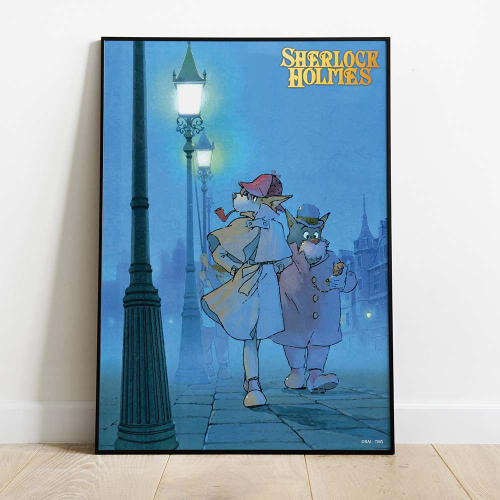 Sherlock Hound Holmes&Watson Wood Panel