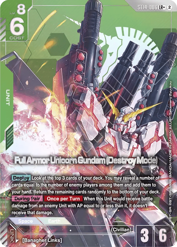 Full Armor Unicorn Gundam (Destroy Mode) (ST14-006) (V.2 - Legendary Rare +)