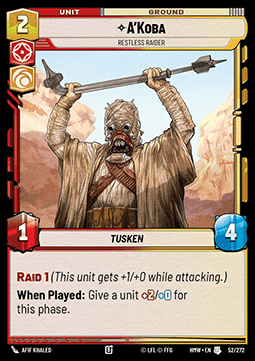 A'Koba, Restless Raider