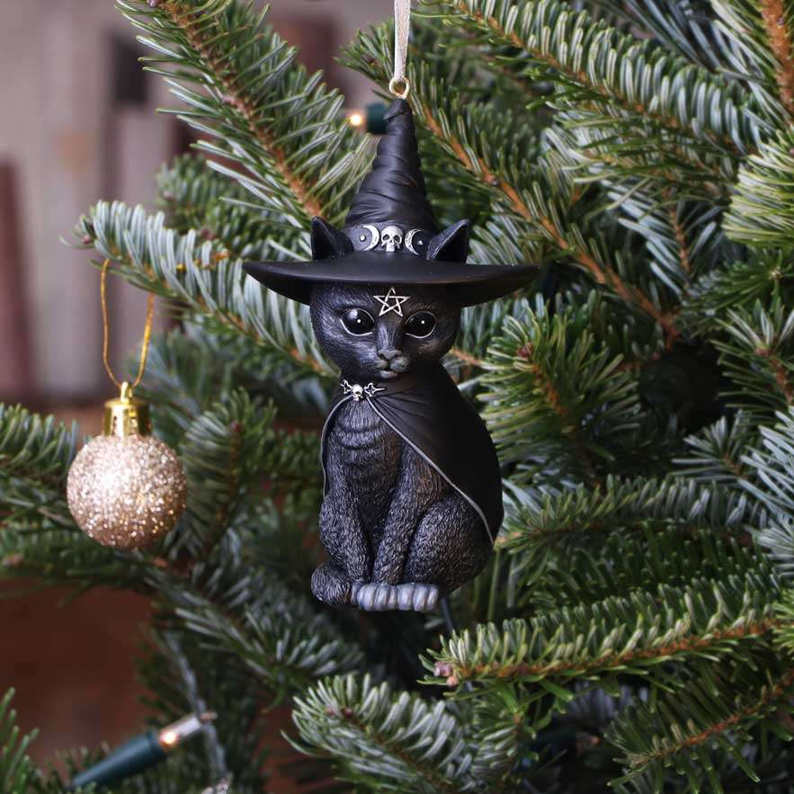 Purrah Black Witch Cat Hanging Ornament