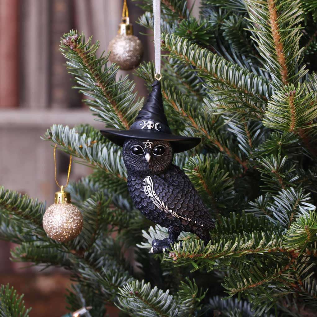 Owlocen Black Witch Owl Hanging Ornament