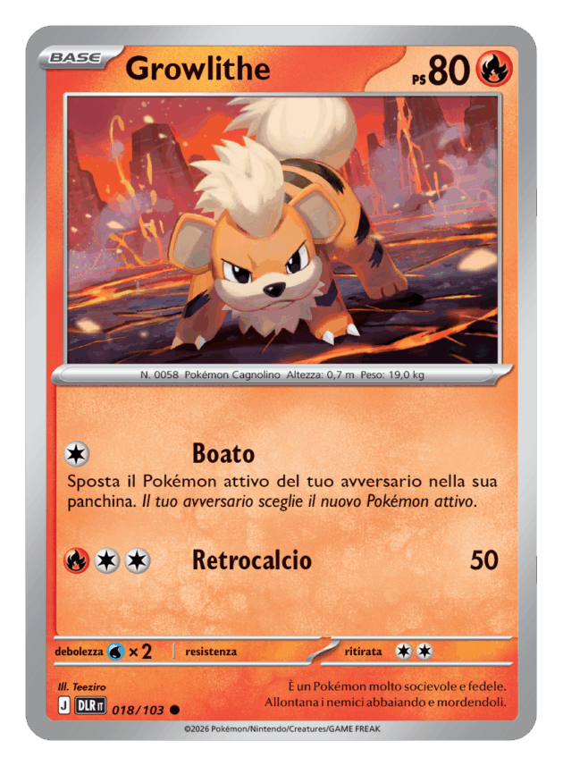 Growlithe - Dominio Delta (Common) [DLR-018] — immagine italiana DLR IT — anteprima Il Fatto Quotidiano / The Pokémon Company Immagine principale del prodotto