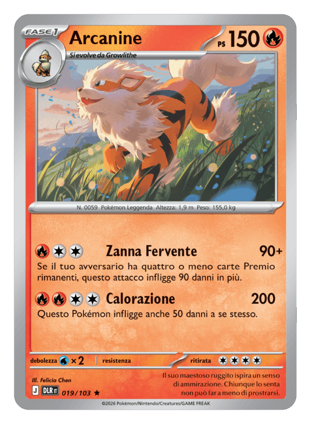 Arcanine - Dominio Delta (Rare) [DLR-019] — immagine italiana DLR IT — anteprima Il Fatto Quotidiano / The Pokémon Company