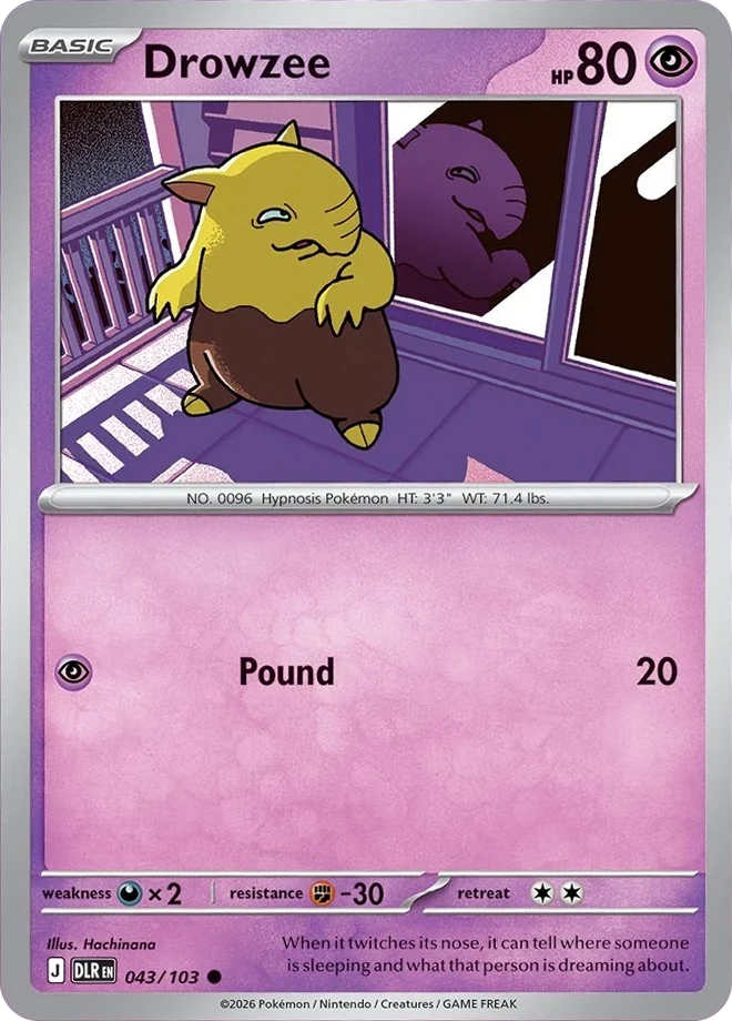 Immagine di riferimento in inglese — carta in vendita in italiano: Drowzee — DLR 043/103 — Bill’s Archive