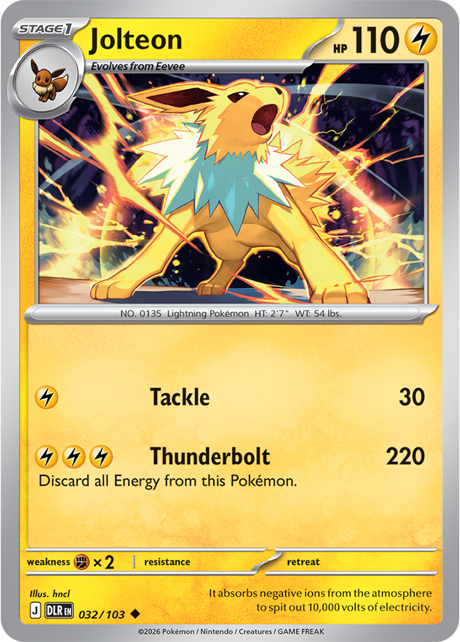 Immagine di riferimento in inglese — carta in vendita in italiano: Jolteon — DLR 032/103 — Quaza Collect Immagine principale del prodotto